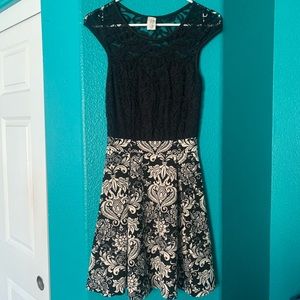 black and beige lace dress